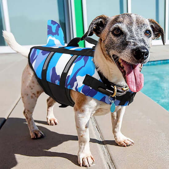 Gilet de Sauvetage pour Chien - Camouflage Bleu