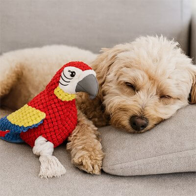 peluche-chien-et-perroquet-2-en-1-douce