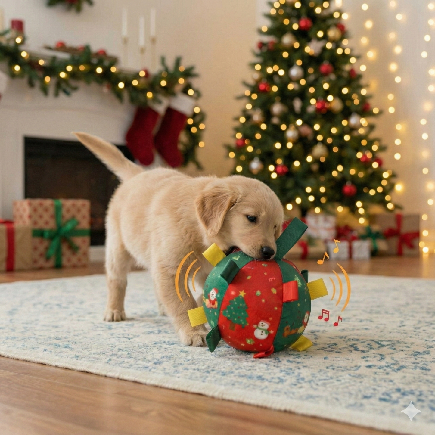 Ballon de Noël Interactif pour Chien : Jouet pour Chien Sonore et Robuste