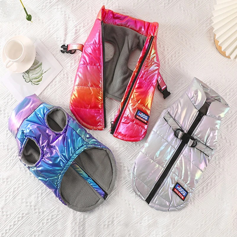 Manteau Chien Hiver Imperméable avec Harnais Intégré – Finition Irisée et Chaude - Thermoshield