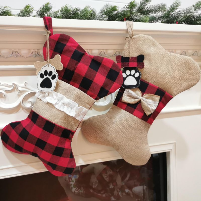 Bas de Noël en forme d’os pour chien – Cadeau festif pour votre compagnon à quatre pattes