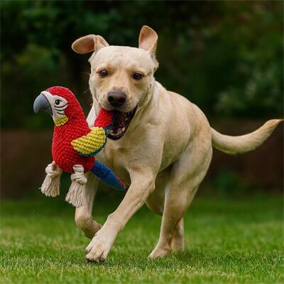 jouet-peluche-chien-perroquet-colore