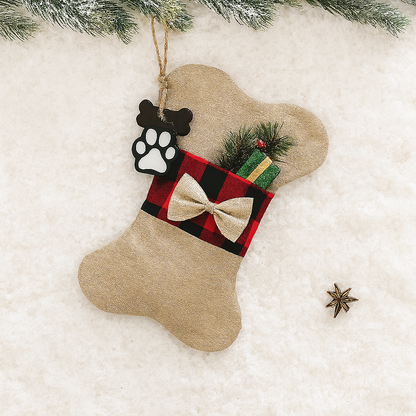Bas de Noël en forme d’os pour chien – Cadeau festif pour votre compagnon à quatre pattes