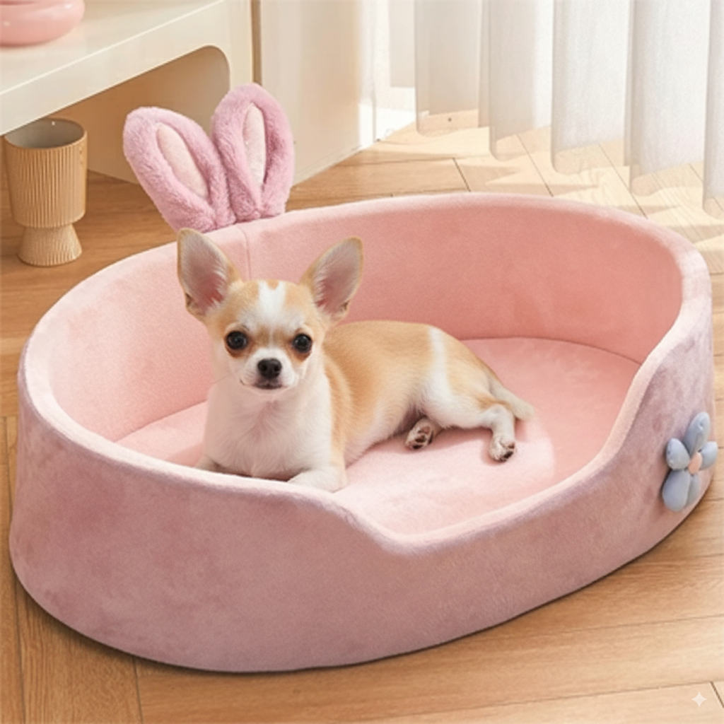 panier-pour-chien-adorable-rose