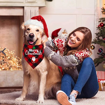 Bandana pour chien – Motif Buffalo Plaid festif de Noël
